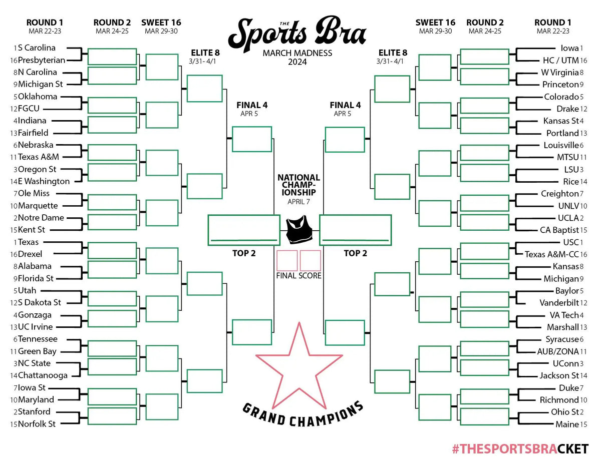 The Sports Bra Restaurant & Bar March Madness 2024 Bracket Challenge Free Download  Bracket Download